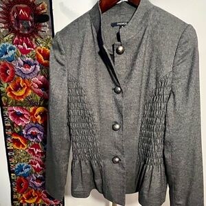Chadwicks Gray Blazer with Ruched Detailing